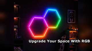 Modulares RGB-Wabendeckensystem mit sechseckiger LED-Leuchte, das flexible Installationsoptionen für Garage, Fitnessstudio, Werkstatt und Büro bietet