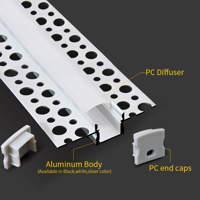 Aluminiumlicht des LED-Fasergipsplatten-Profil-streift vertieftes Trockenmauer-Gips-Gips-LED Aluminiumkanal mit PC Abdeckung ab