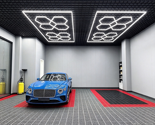 Guter Preis 512W LED Hexagon Light Modular Ceiling Lighting System für Garage Fitnessstudio Werkstatt Büro Online