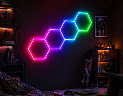 Guter Preis Modulare RGB-LED-Hexagonale Lichtschachtel-Panels perfekt für Garage-Gym-Workshop und Büro-Deckenbeleuchtung und Dekoration Online