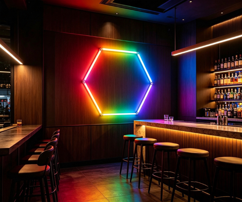 Guter Preis RGB LED Hexagon Light Modular Ceiling Lighting System für Garage Gym Workshop Büro Anschlüssige Honeycomb LED Hex Lichtscheiben Online