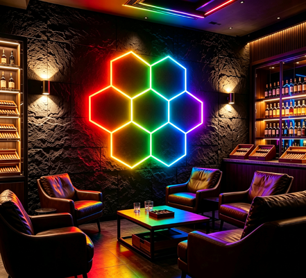 Guter Preis RGB LED Hexagonale Leuchte Modulares Waben-Deckenbeleuchtungssystem Entwickelt für Garage, Fitnessstudio, Werkstatt, Büro und einfache Montage Online