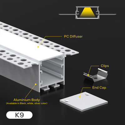 Guter Preis Aluminiumlegierungsprofile der Serie 6000 K&C LED-Linienleuchten für Decken und Wände, geschlossener, eingebauter, extrudierter Kanal K9 Online